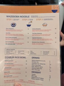Kenzoku Mazesoba menu