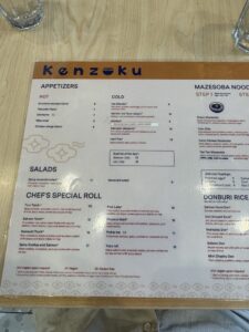 Kenzoku Mazesoba menu