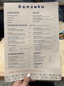 Kenzoku Mazesoba menu