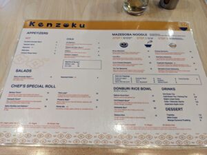 Kenzoku Mazesoba menu
